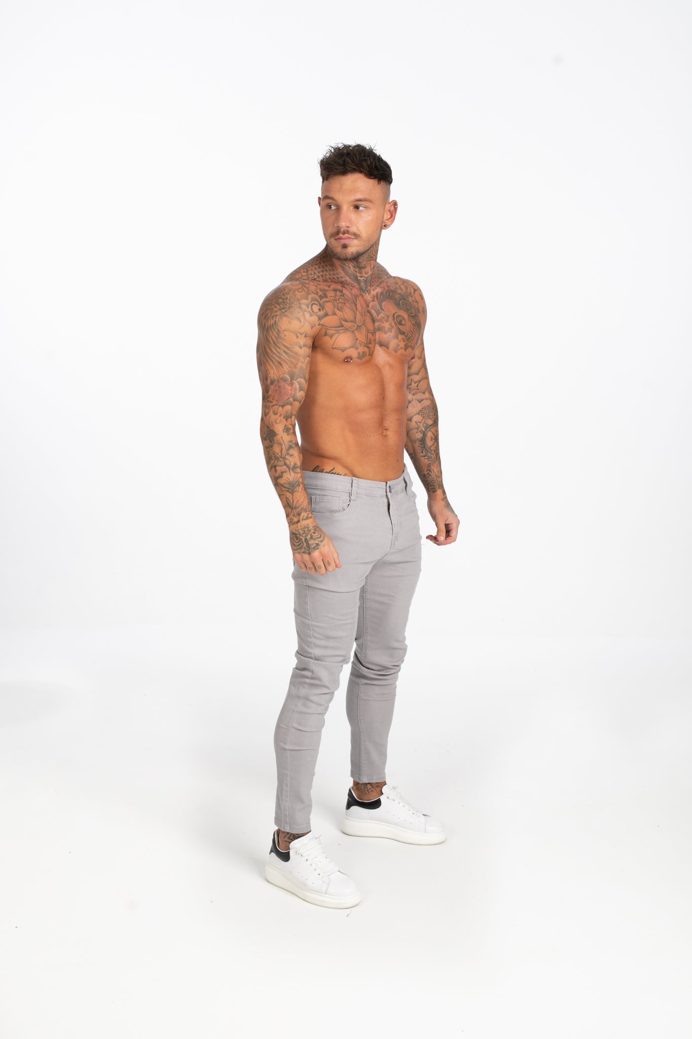 Men's Light Grey Skinny Stretchable Jeans