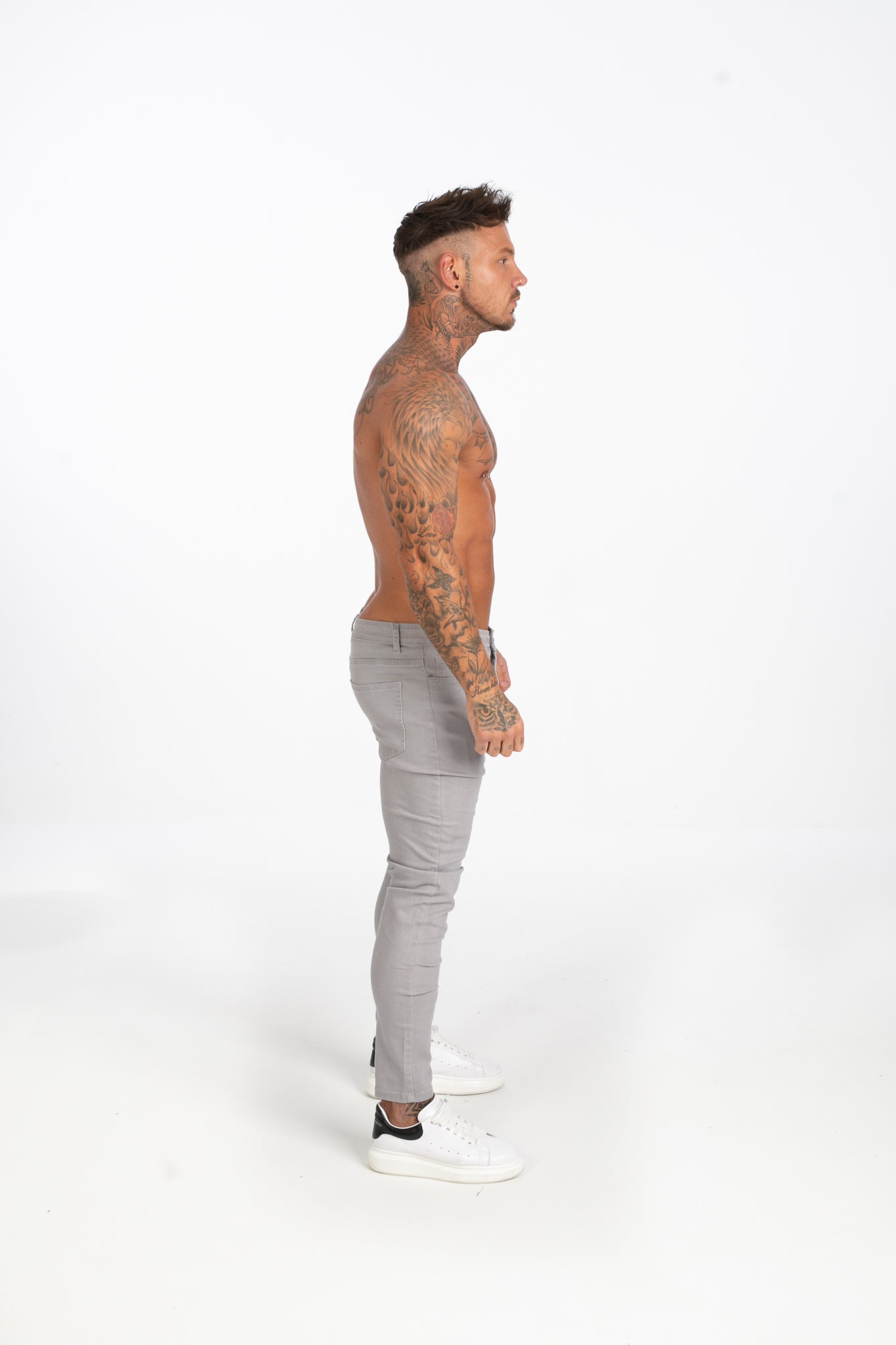 Men's Light Grey Skinny Stretchable Jeans