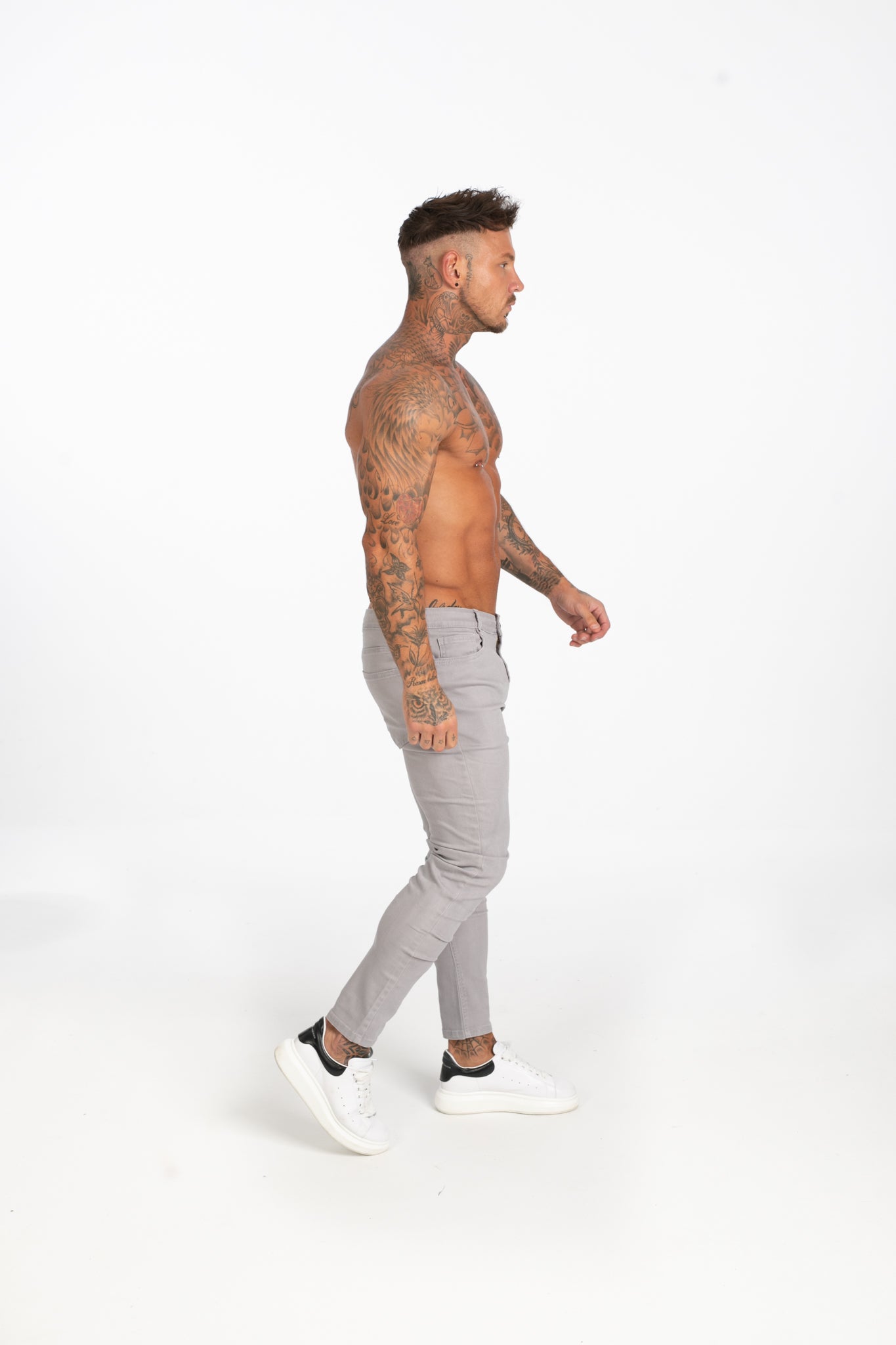 Men's Light Grey Skinny Stretchable Jeans