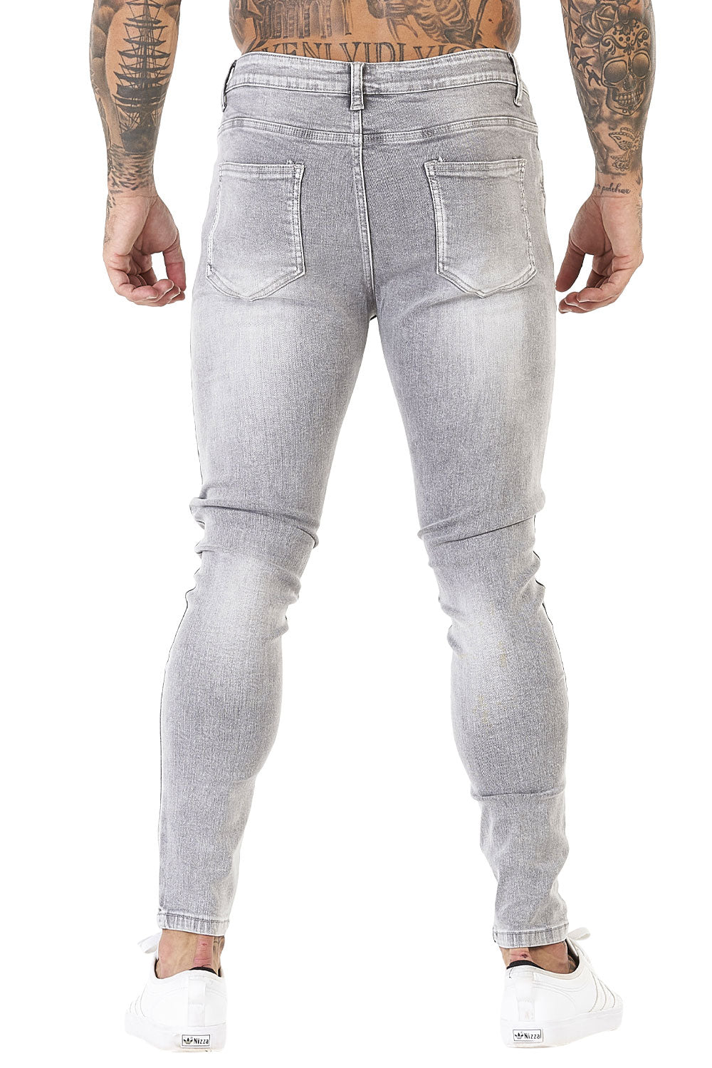 MensFashionsWorld-Skinny Stretch Jeans - Light Grey-5