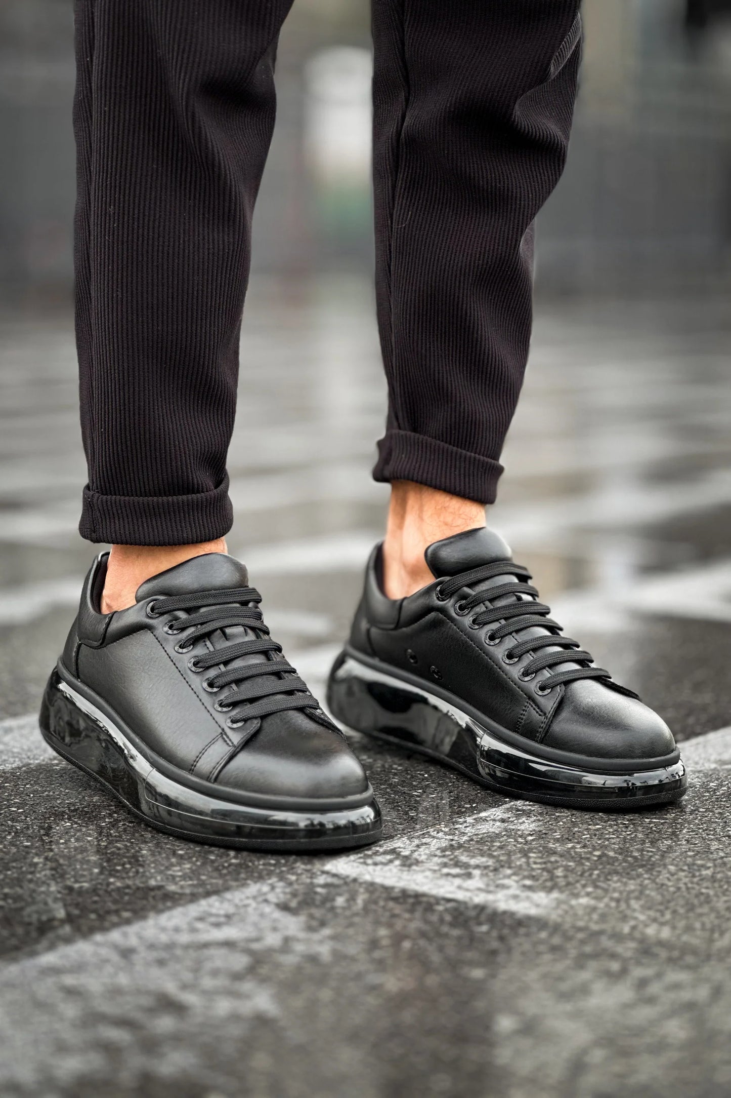 Full Black Leather Sneakers