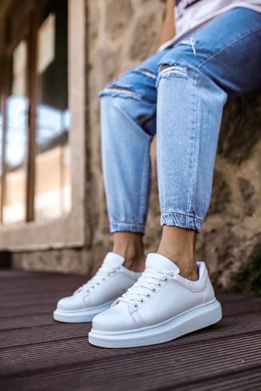 Full White Leather Sneakers