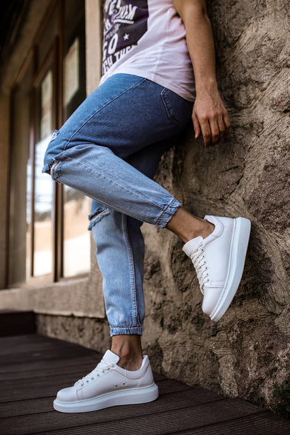 Full White Leather Sneakers