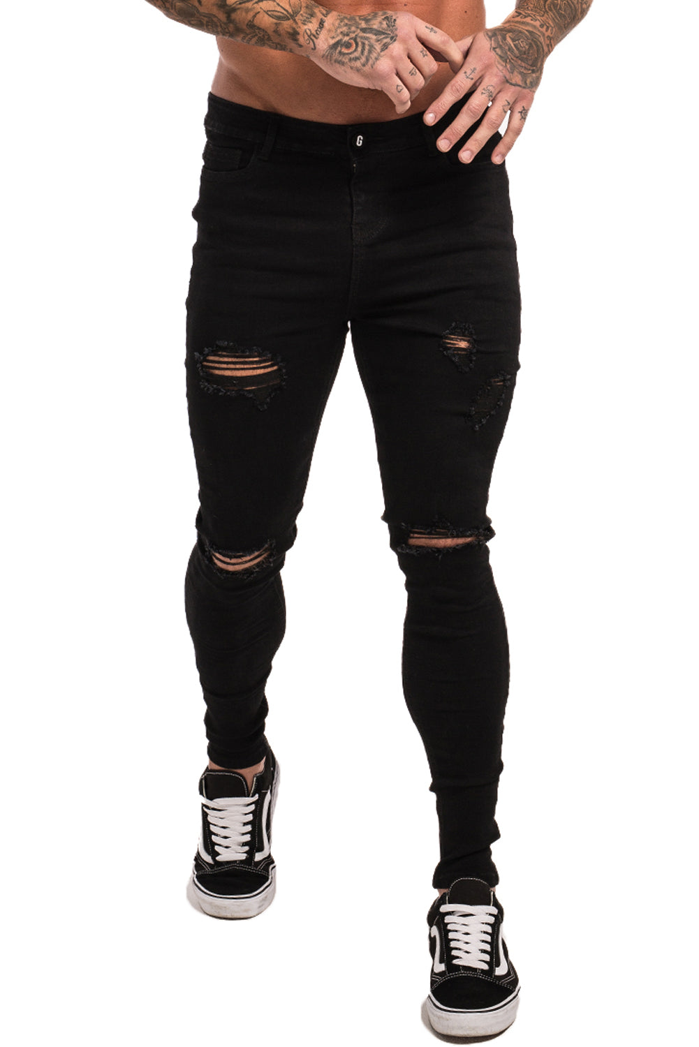 Black Ripped Stretchable Skinny Jeans