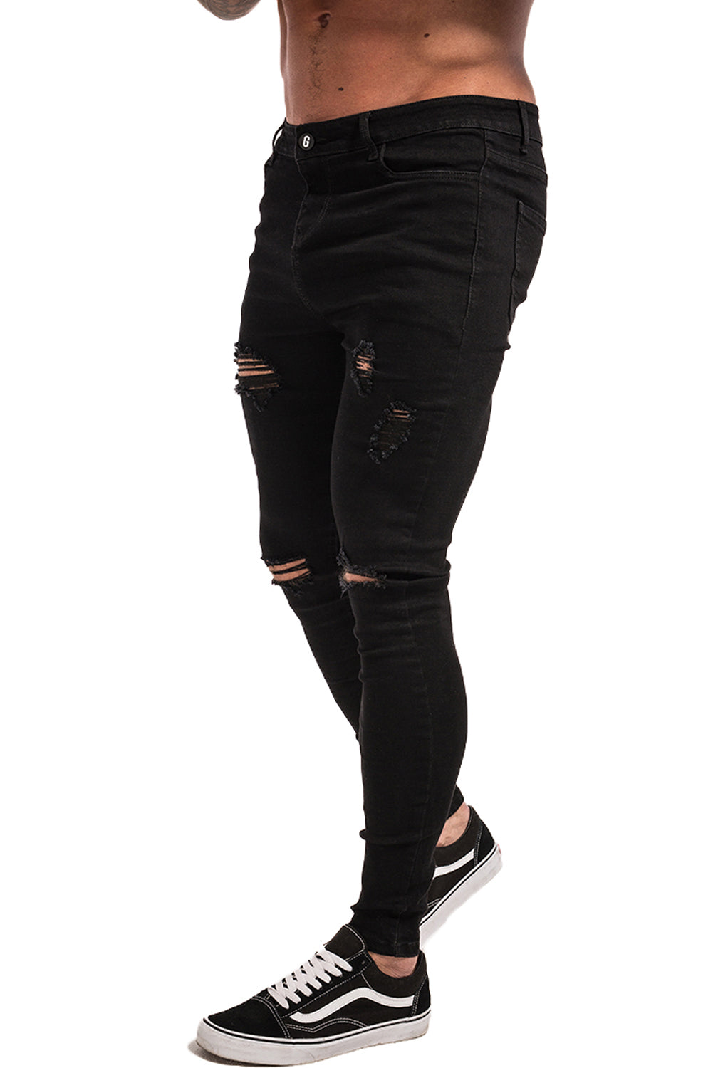 Black Ripped Stretchable Skinny Jeans