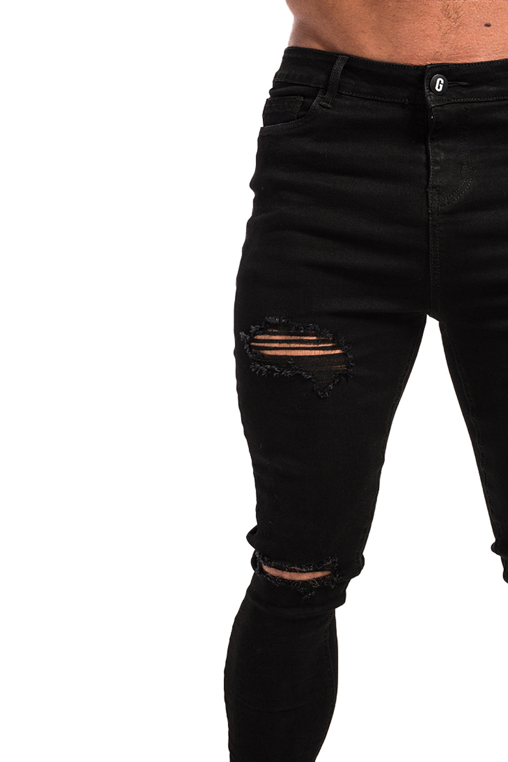 Black Ripped Stretchable Skinny Jeans