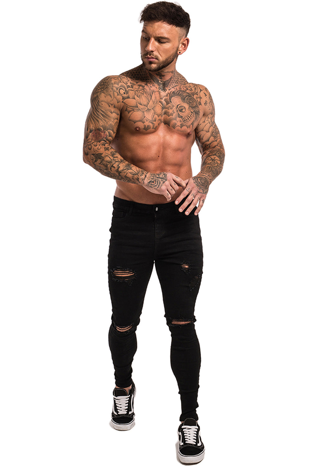 Black Ripped Stretchable Skinny Jeans