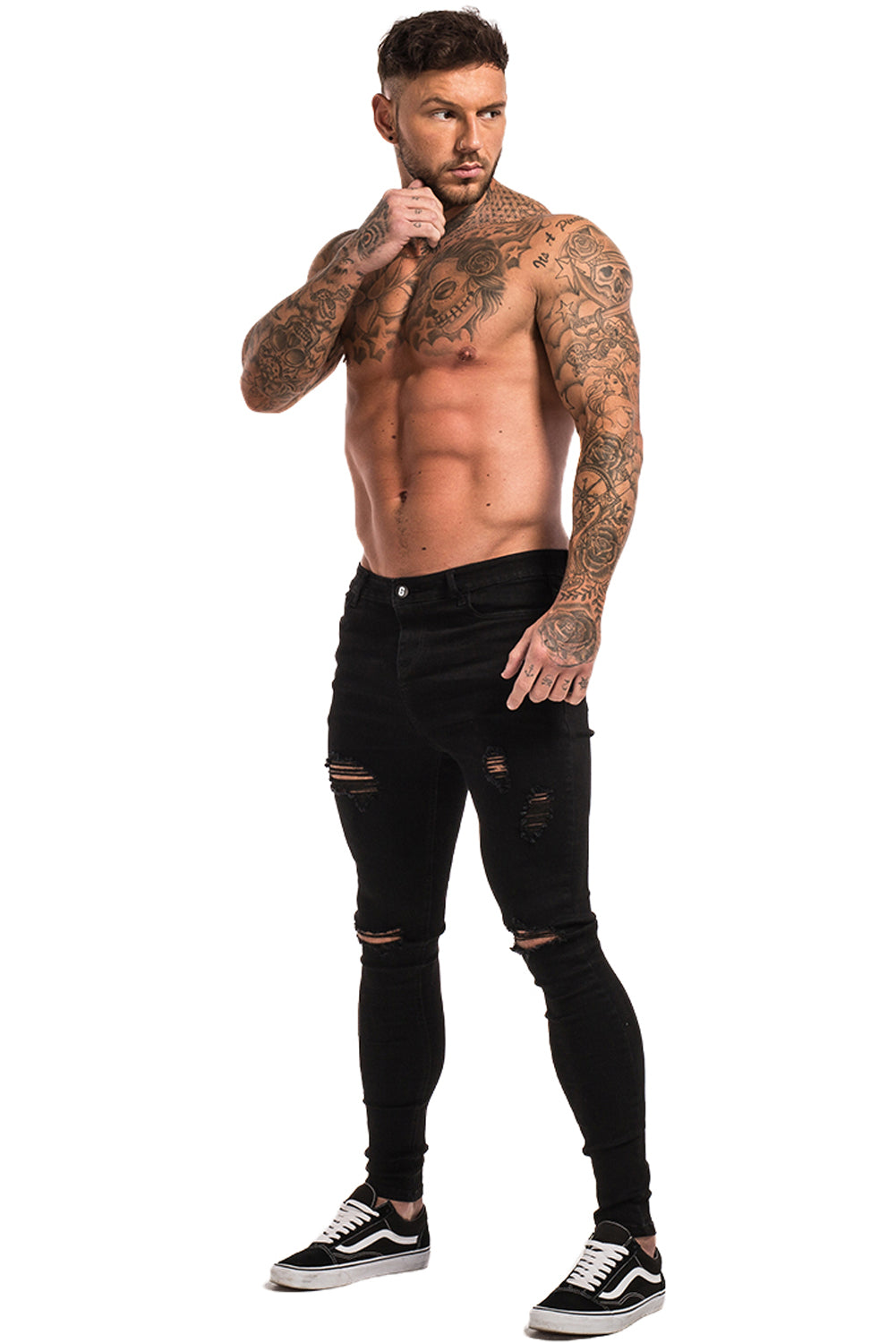 Black Ripped Stretchable Skinny Jeans