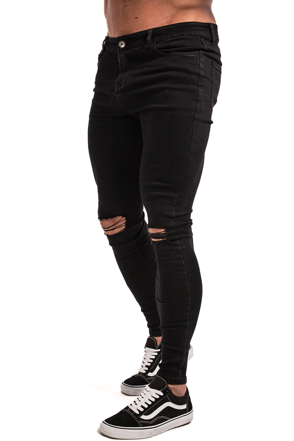 Black Skinny Knee Ripped Jeans