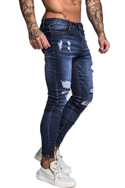 Dark Blue Ripped Stretch Jeans