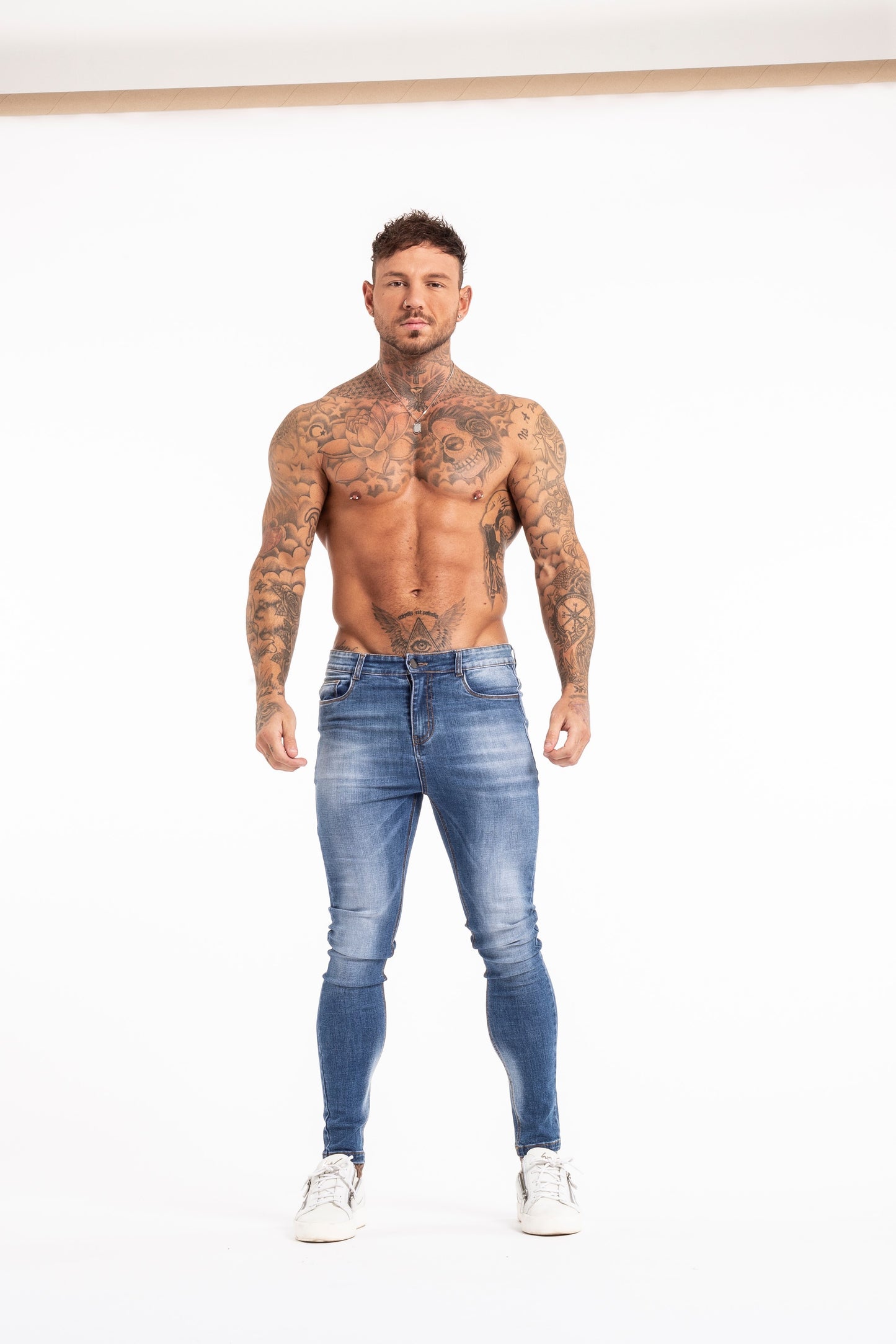 Blue Washed Denim Jeans For MEN