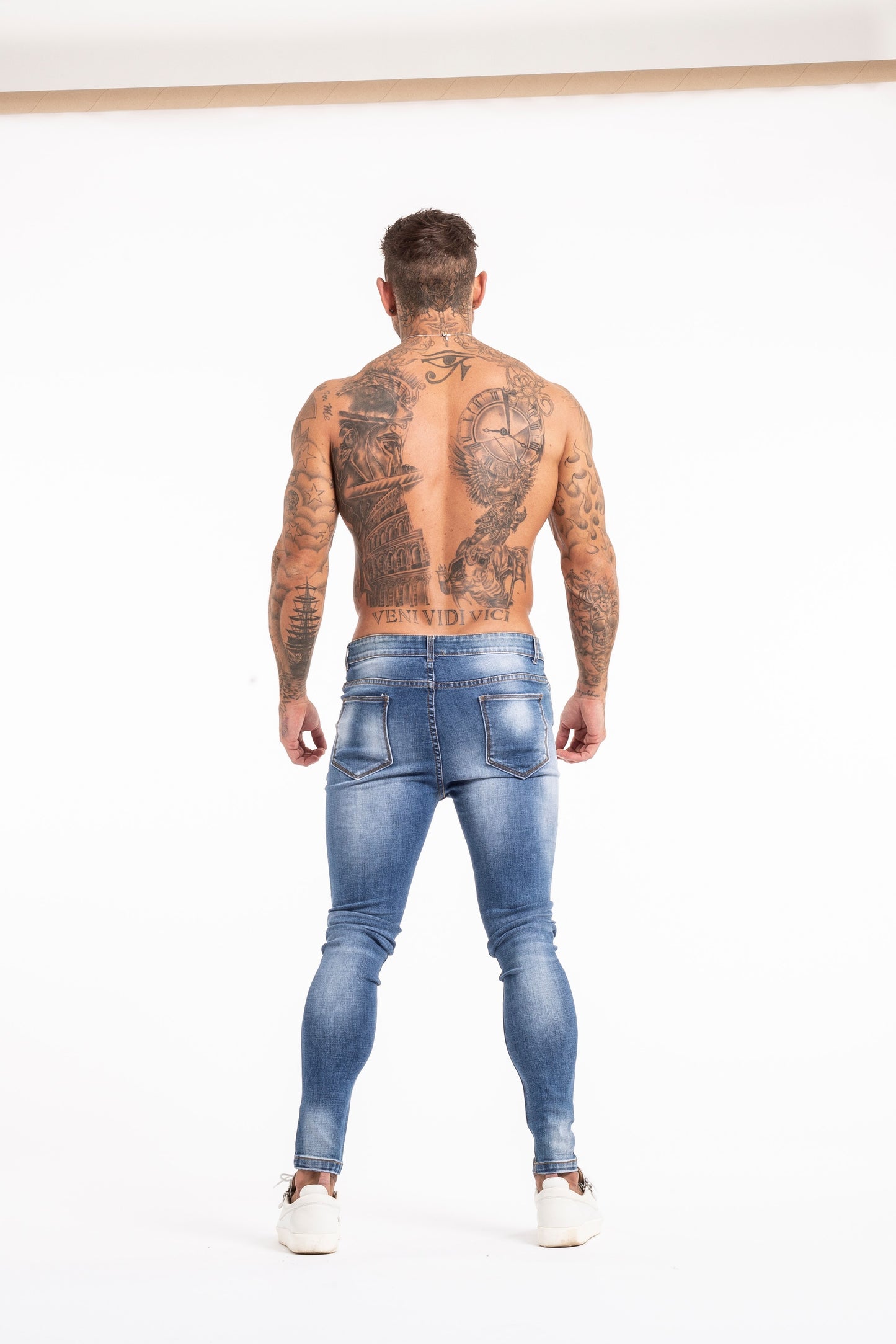 Blue Washed Denim Jeans For MEN