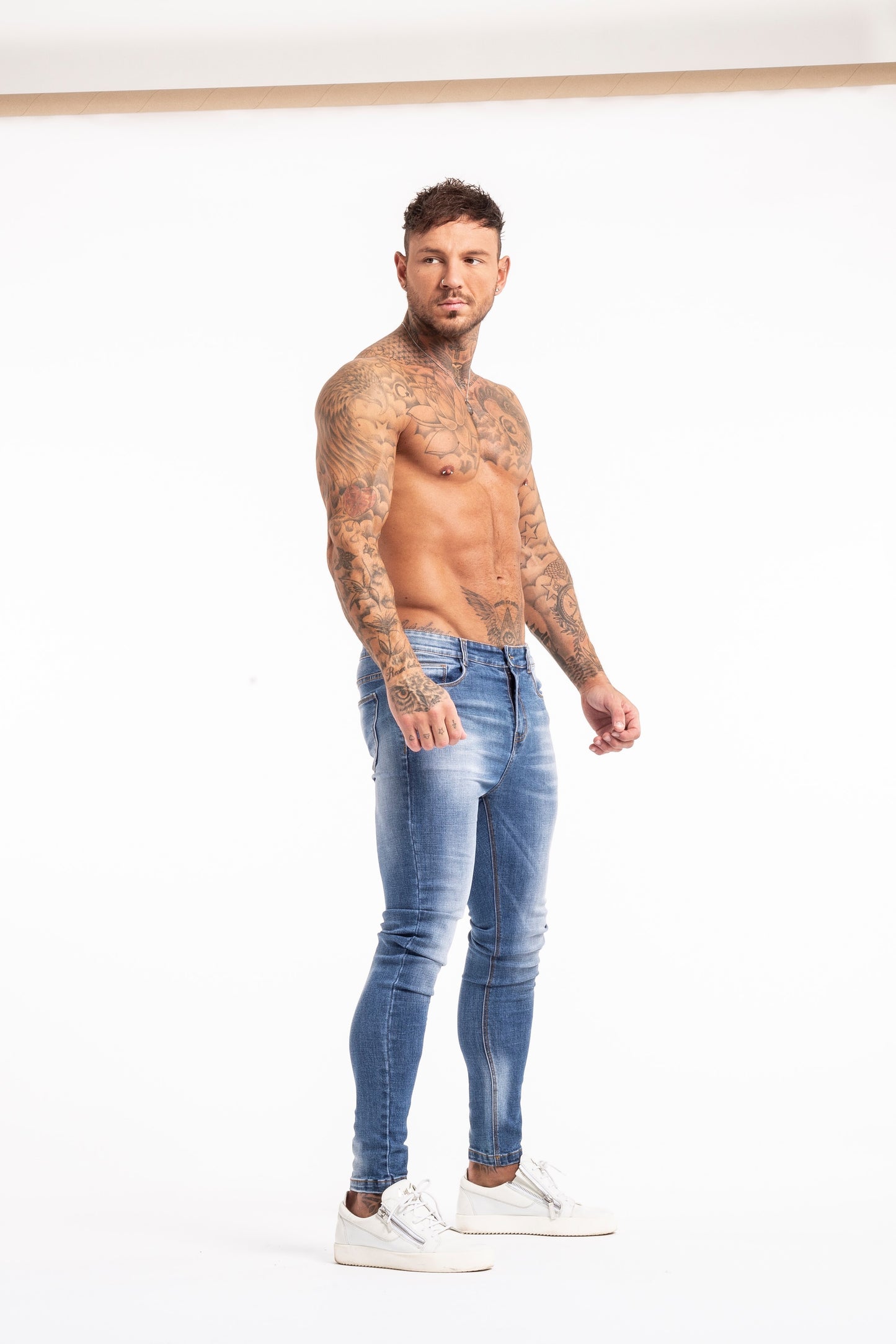 Blue Washed Denim Jeans For MEN