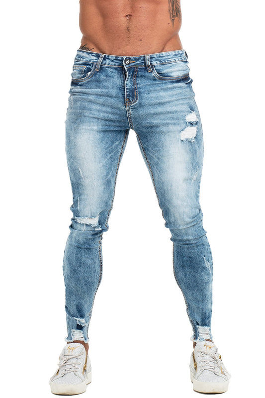 Light Blue Knee Ripped Stretchy Jeans