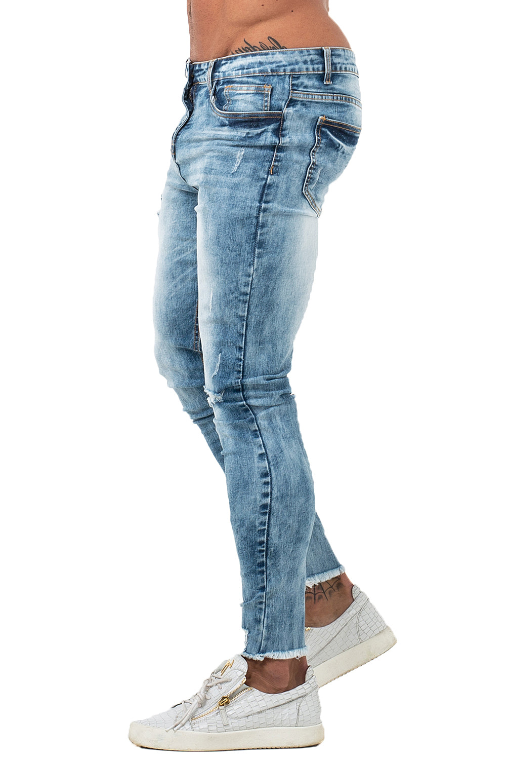 Light Blue Knee Ripped Stretchy Jeans