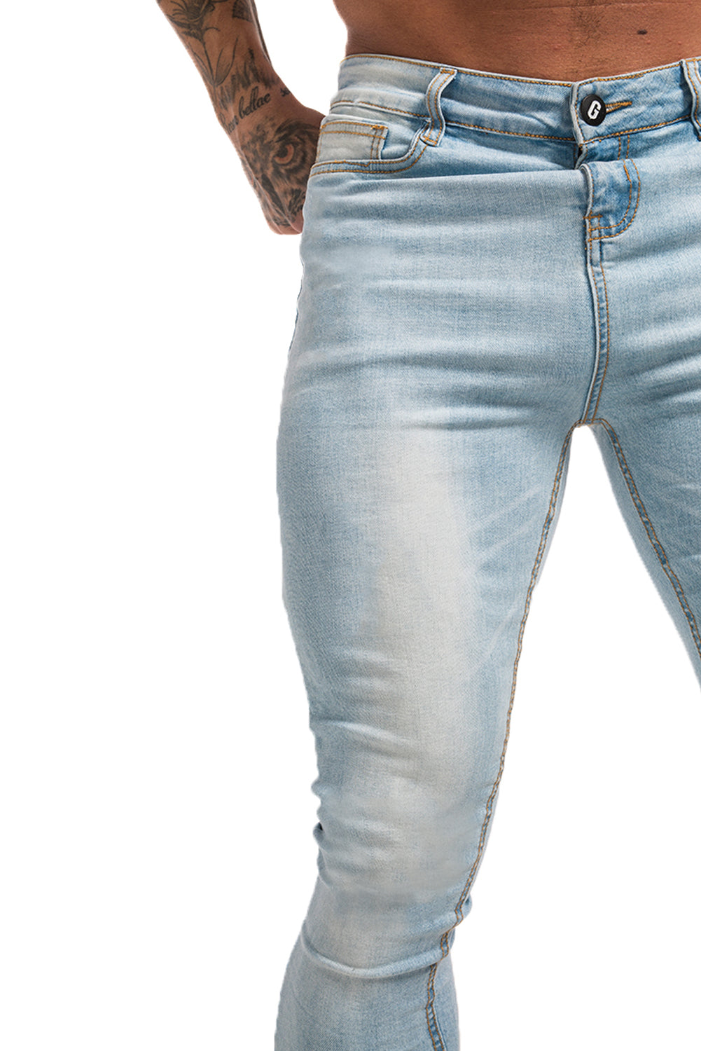 Men's Ice Blue Skinny Stretchable Jeans