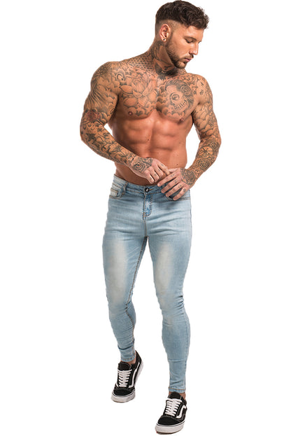 Men's Ice Blue Skinny Stretchable Jeans