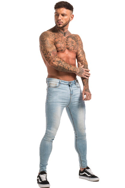 Men's Ice Blue Skinny Stretchable Jeans