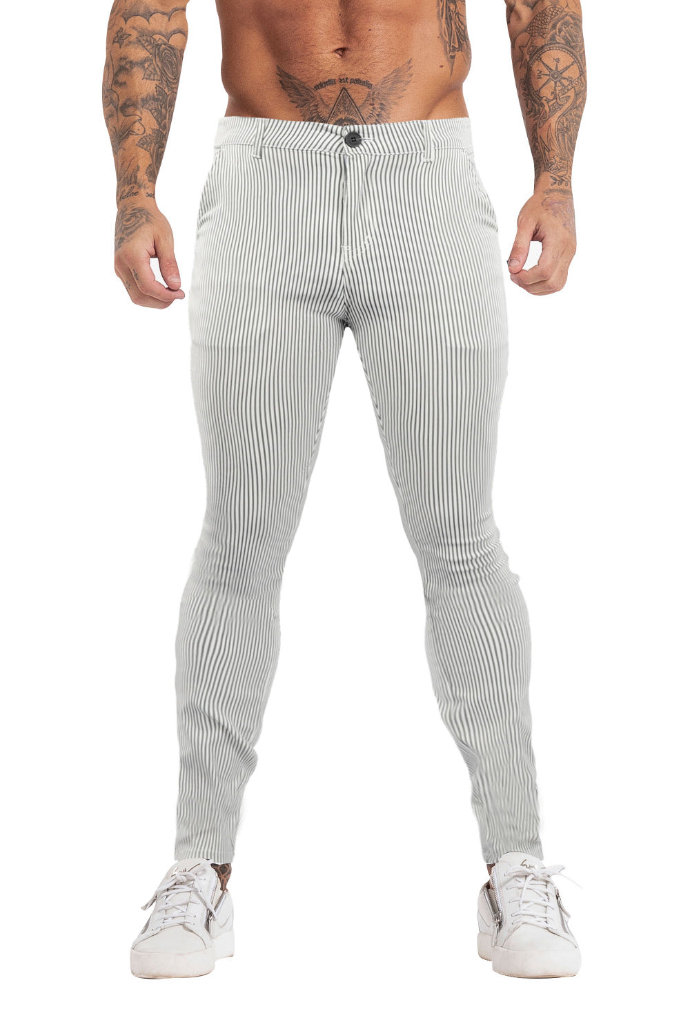 Light Grey Striped Trousers