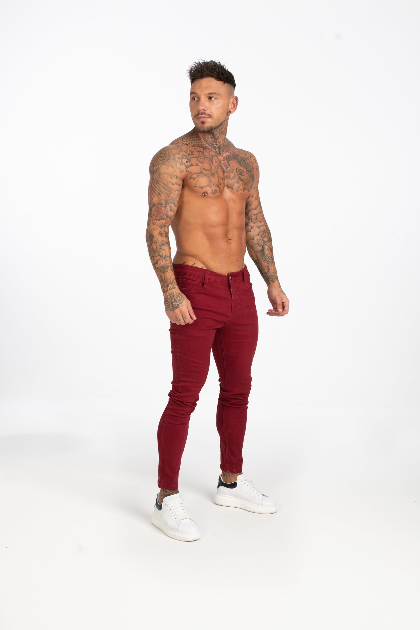 Men's Red Skinny Stretchable Jeans