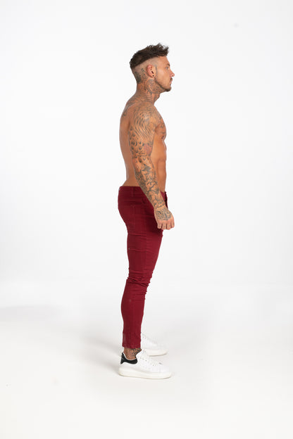 Men's Red Skinny Stretchable Jeans