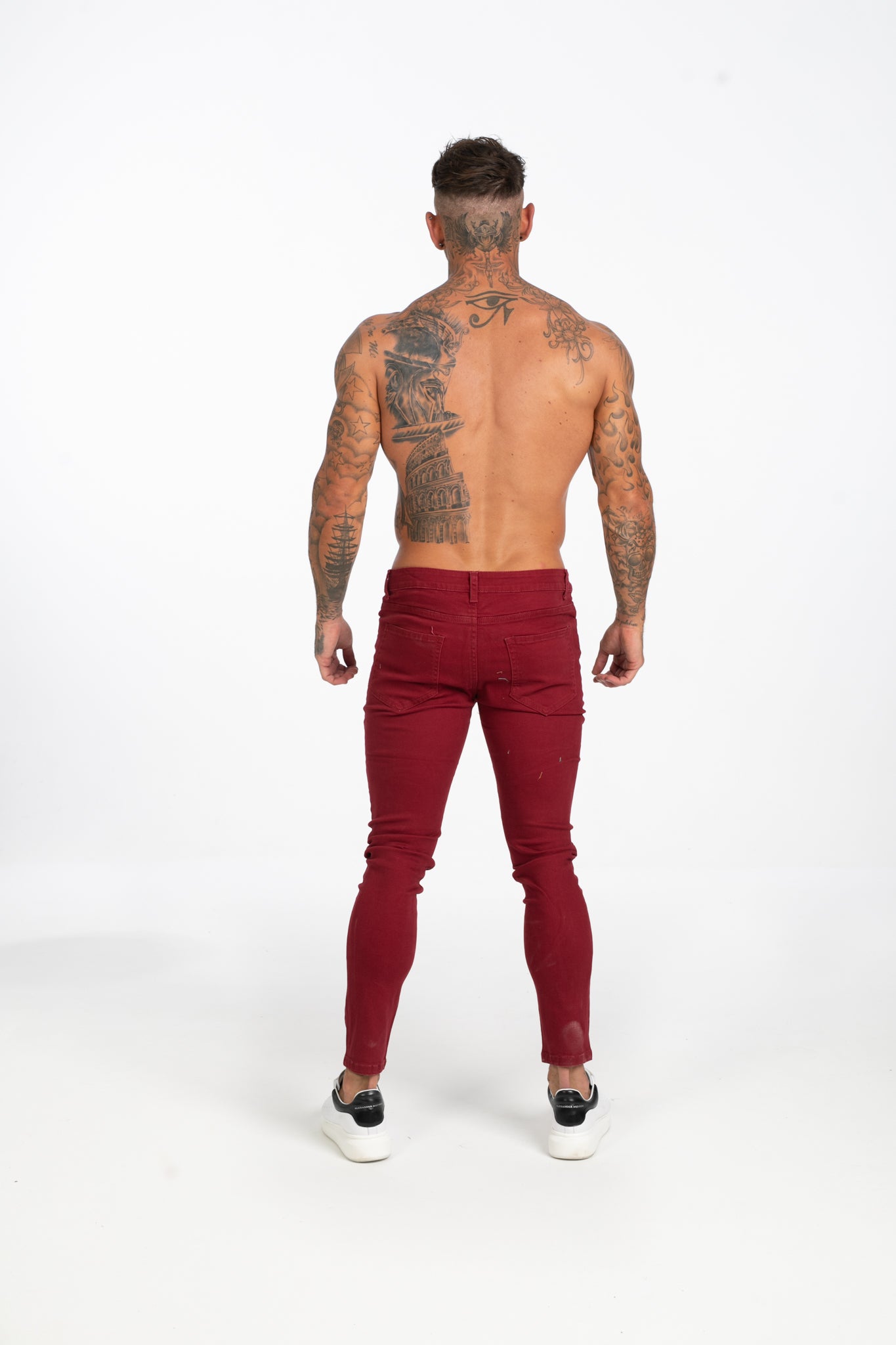 Men's Red Skinny Stretchable Jeans