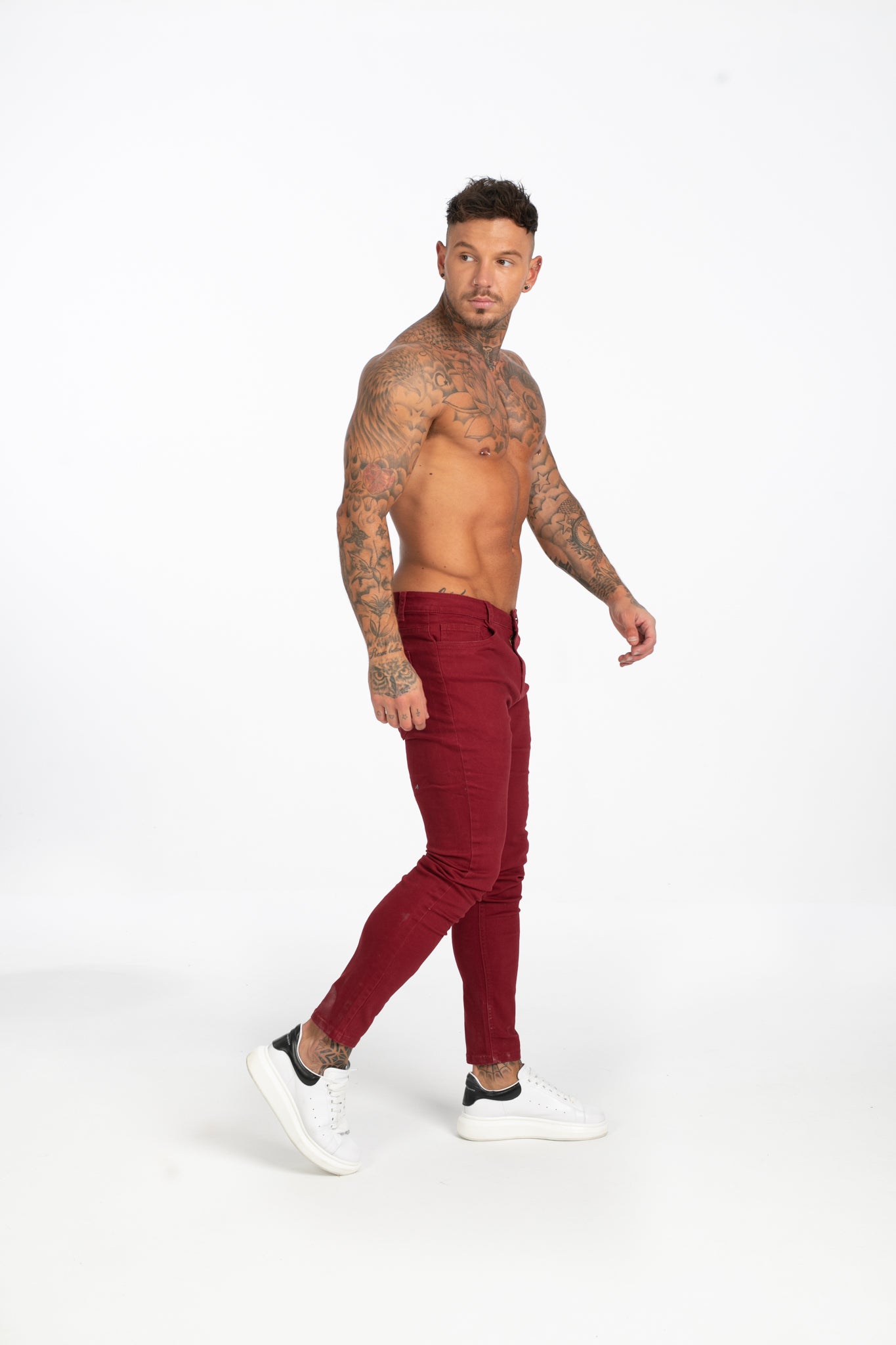 Men's Red Skinny Stretchable Jeans