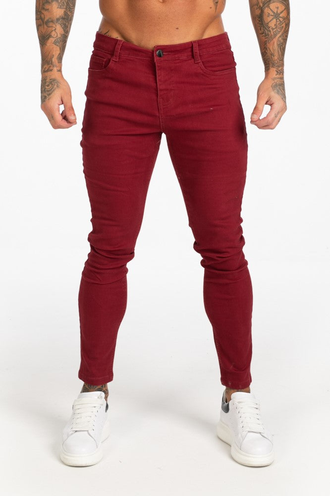 Men's Red Skinny Stretchable Jeans