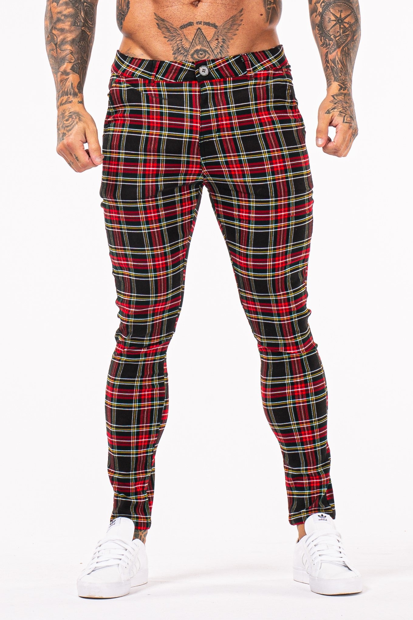 Red & Black Checks Stretchable Trousers