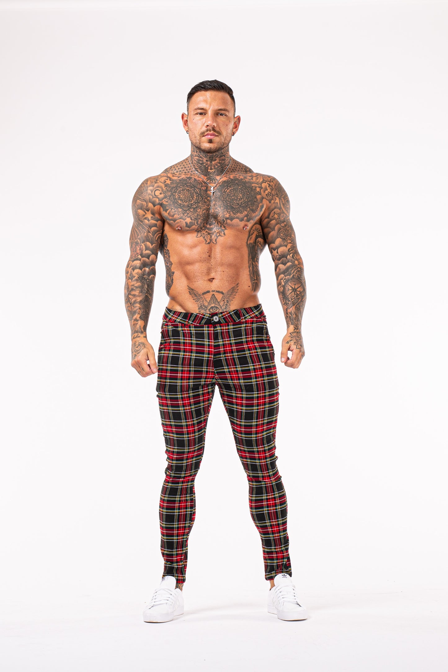 Red & Black Checks Stretchable Trousers