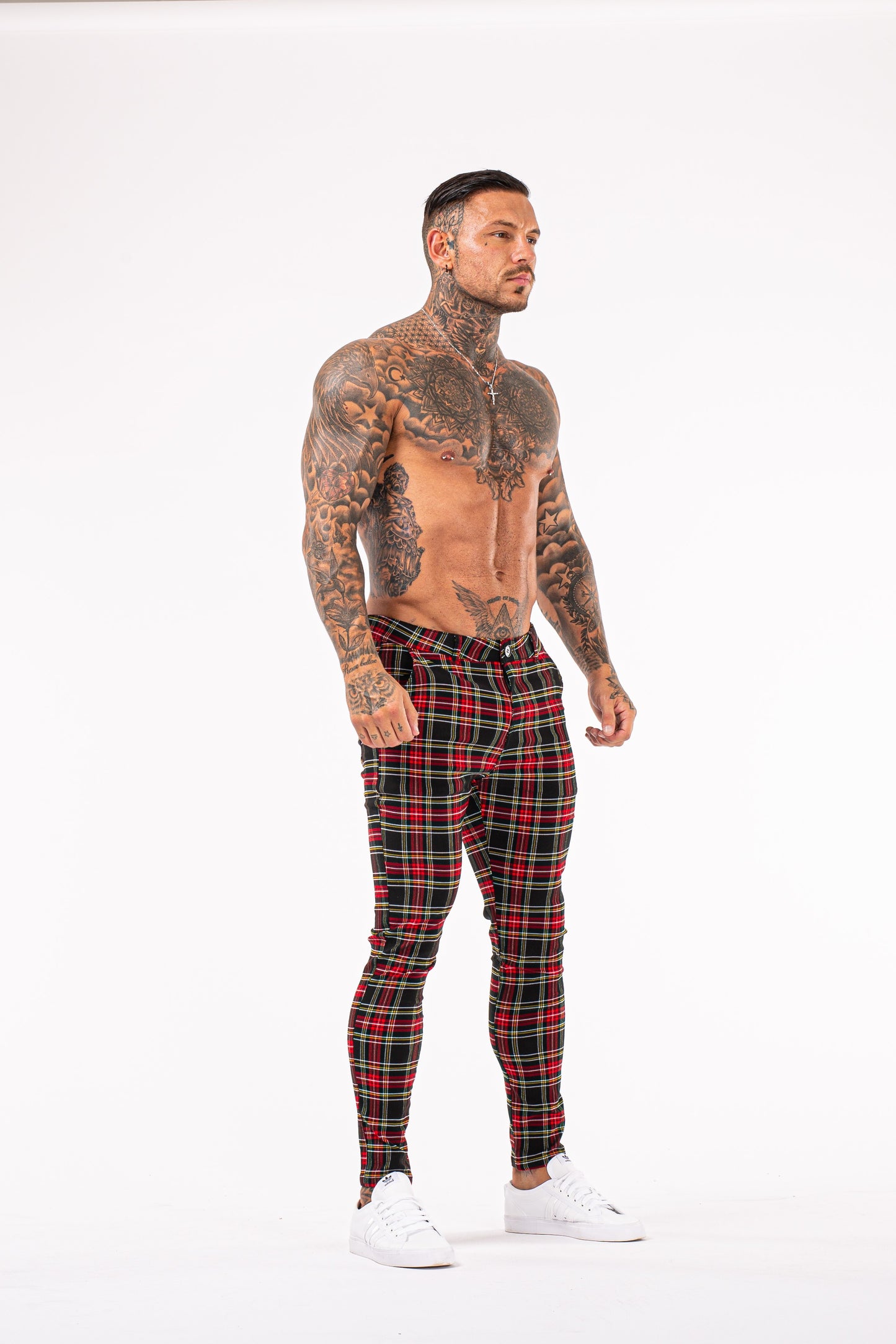 Red & Black Checks Stretchable Trousers