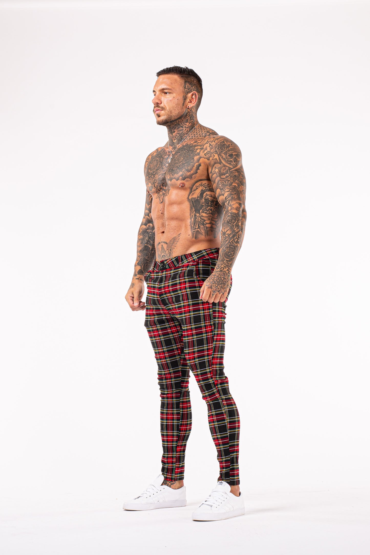 Red & Black Checks Stretchable Trousers