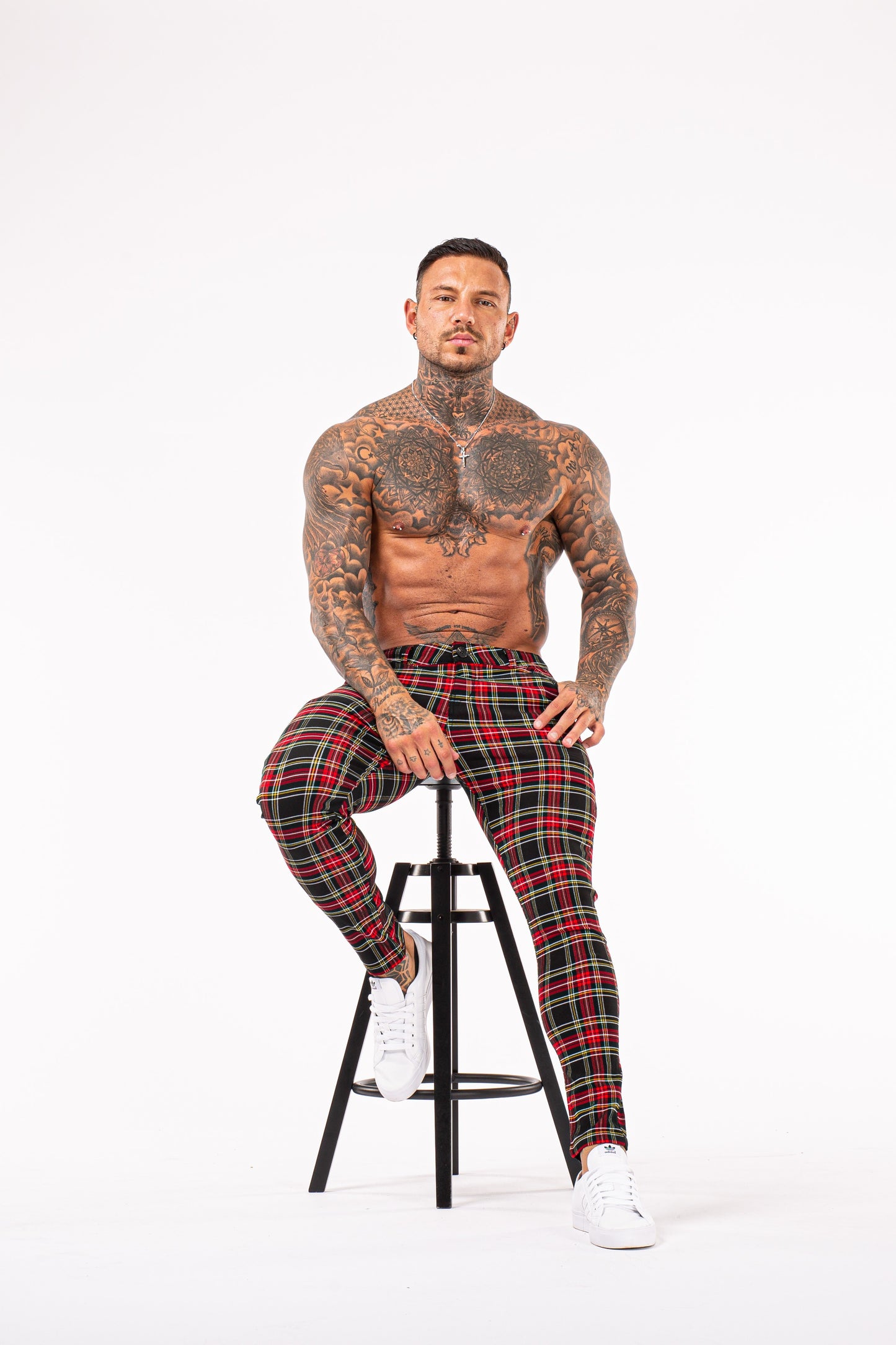 Red & Black Checks Stretchable Trousers