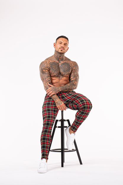 Red & Black Checks Stretchable Trousers