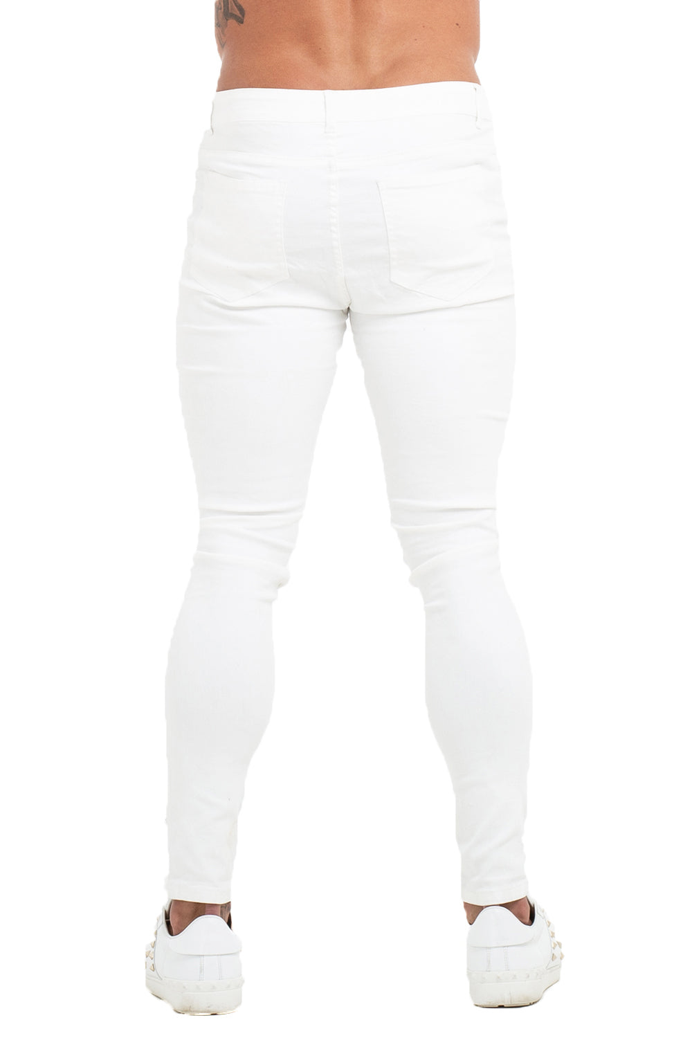 White Ripped Stretchable Jeans For Men