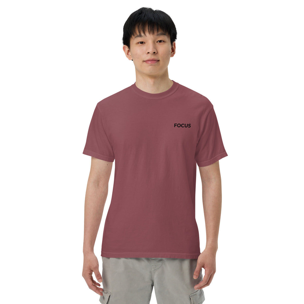 Slim Fit Essential T-Shirt "Focus" - BRICK