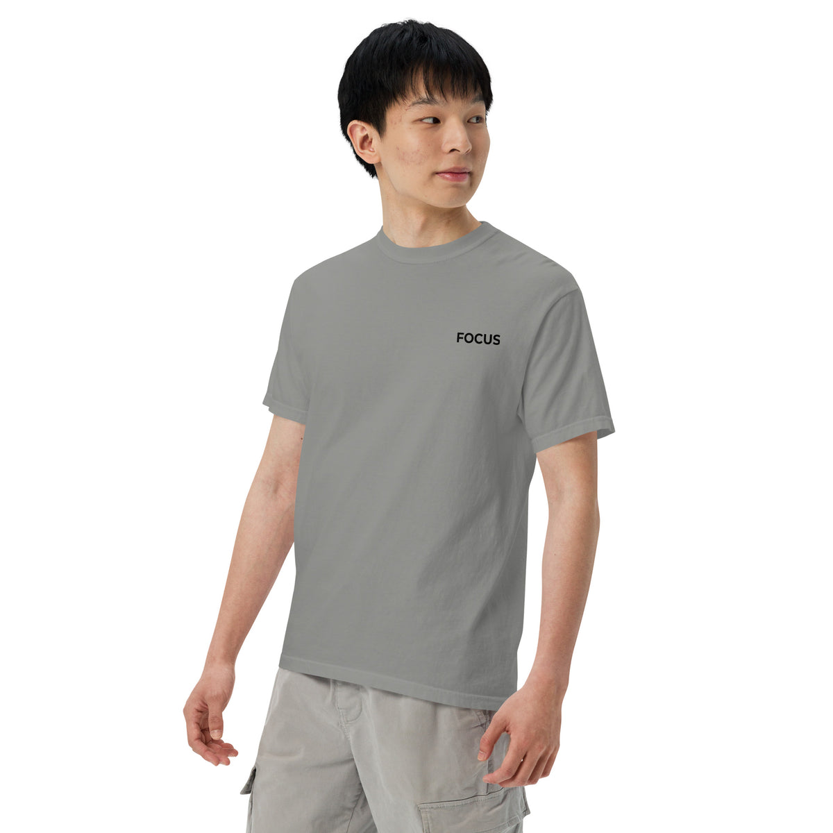 Slim Fit Essential T-Shirt "Focus" - GREY