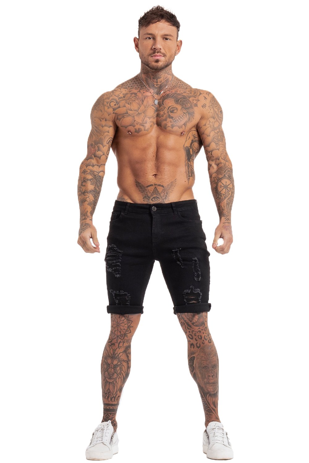 Black Denim Ripped Jeans Shorts For Summer - MensFashionsWorld 
