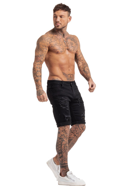 Black Denim Ripped Jeans Shorts For Summer - MensFashionsWorld 