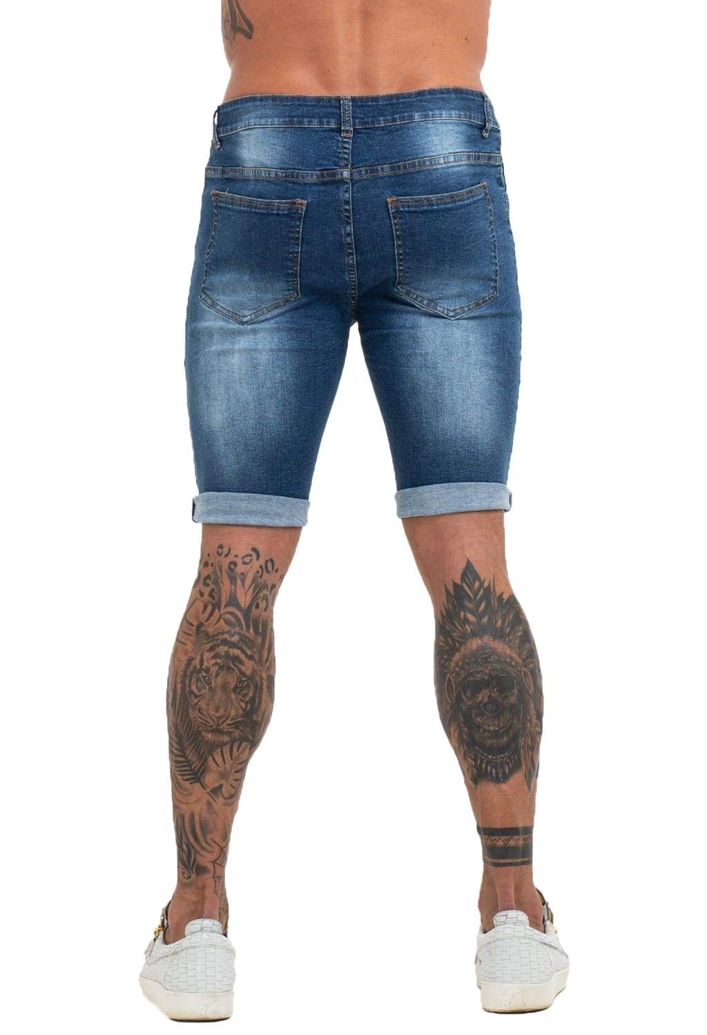 Dark Blue Denim Ripped Jeans Shorts For Summer - MensFashionsWorld 
