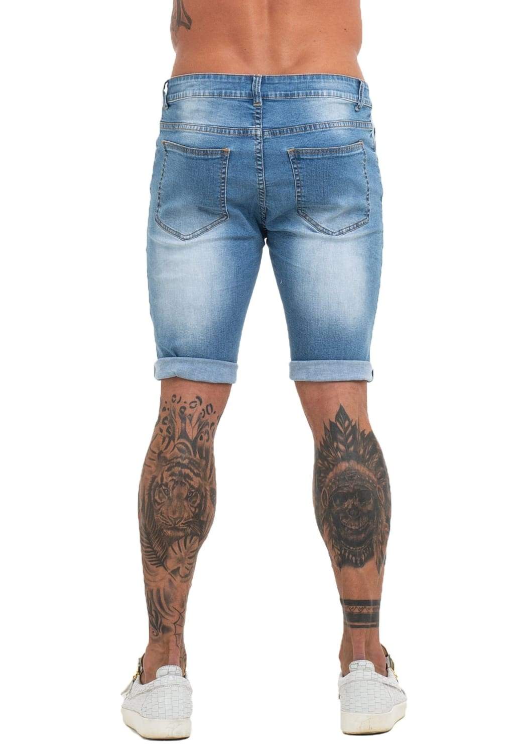 Light Blue Denim Ripped Jeans Shorts For Summer - MensFashionsWorld 