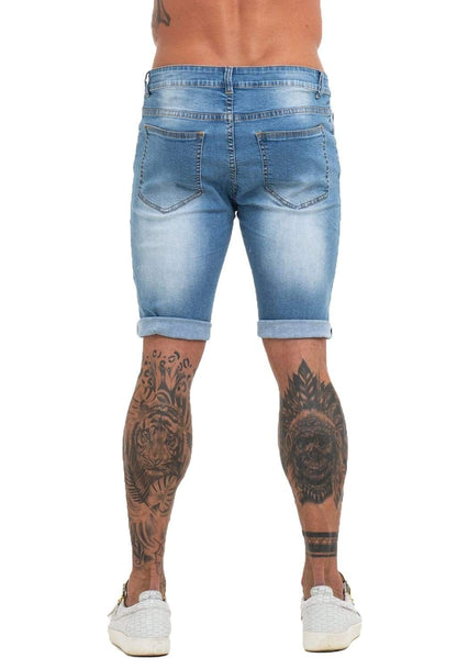Light Blue Denim Ripped Jeans Shorts For Summer - MensFashionsWorld 
