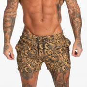 Mens Swim Trunks Beachwear - Print Yellow - MensFashionsWorld 