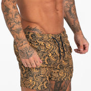 Mens Swim Trunks Beachwear - Print Yellow - MensFashionsWorld 