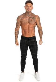 Black Plaid Stretch Chinos - MensFashionsWorld 