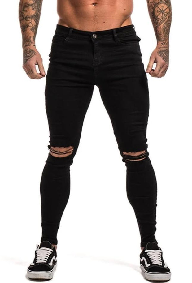 Black Skinny Jeans Knee Ripped - MensFashionsWorld 