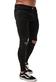 Black Skinny Jeans Knee Ripped - MensFashionsWorld 