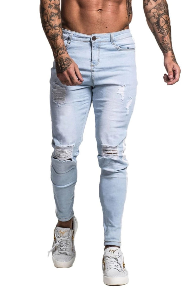 Blue Pants With Side Tape - MensFashionsWorld 