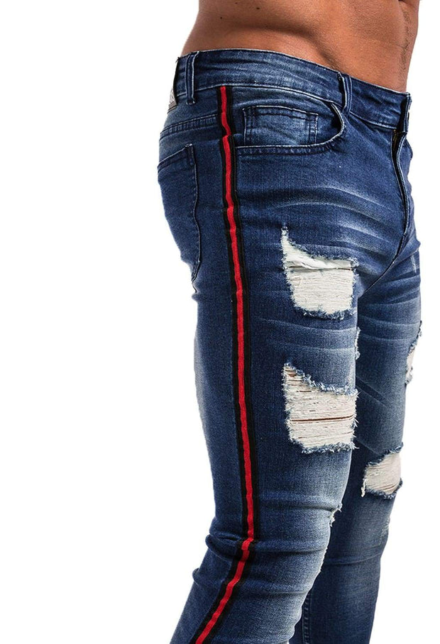 Dark Blue Skinny Jeans Ripped - MensFashionsWorld 