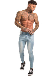 Ice Blue Spray On Skinny Jeans - MensFashionsWorld 